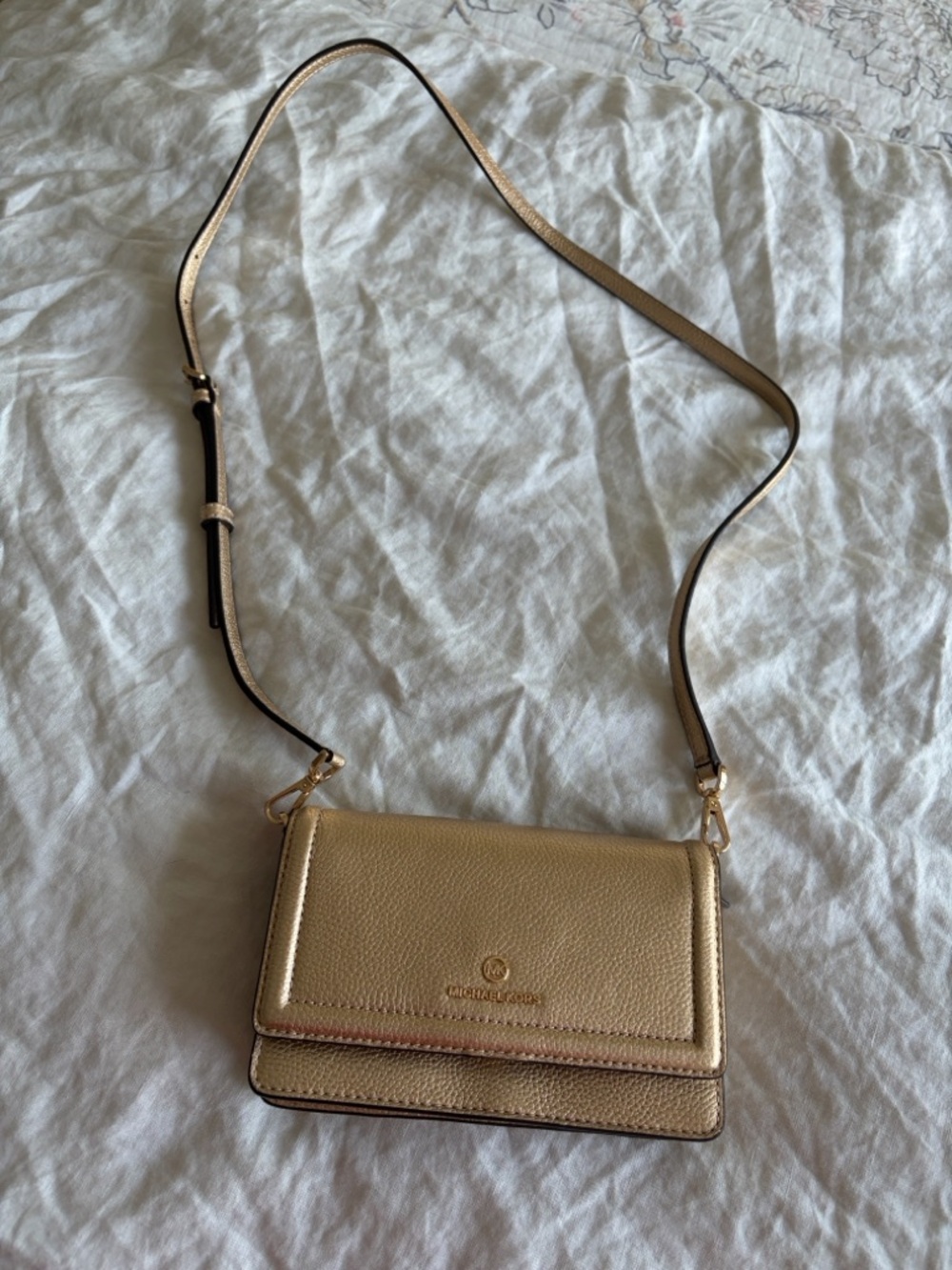 Michael Kors Metallic Gold Crossbody Wallet